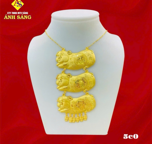 Dây Chuyền Cưới Heo 3 Tầng 5c0 V980 AS502